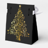 Elegante chique zwart gouden kerstboom gunst box bedankdoosjes (Achterkant)