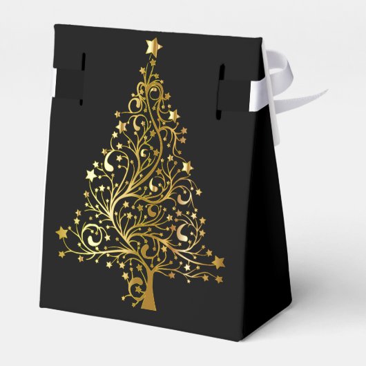 Elegante chique zwart gouden kerstboom gunst box bedankdoosjes (Achterkant)