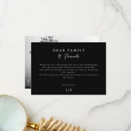 Elegante chique zwart-wit foto bedankkaart