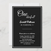 Elegante chique zwart-wit minimale 1e verjaardag kaart (Voorkant)