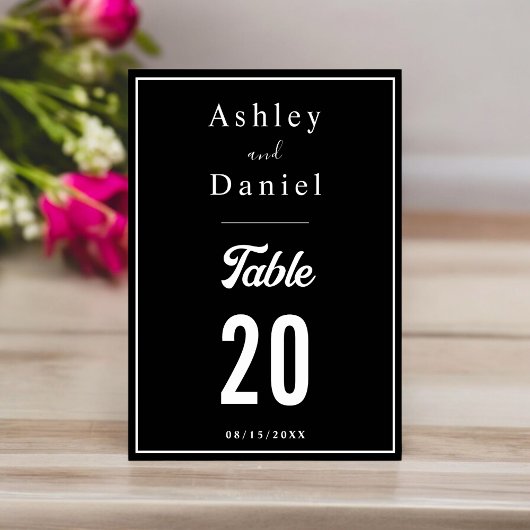 Elegante chique zwart-wit minimale bruiloft kaart