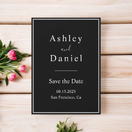 Elegante chique zwart-wit minimale bruiloft save the date