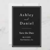 Elegante chique zwart-wit minimale bruiloft save the date (Voorkant)