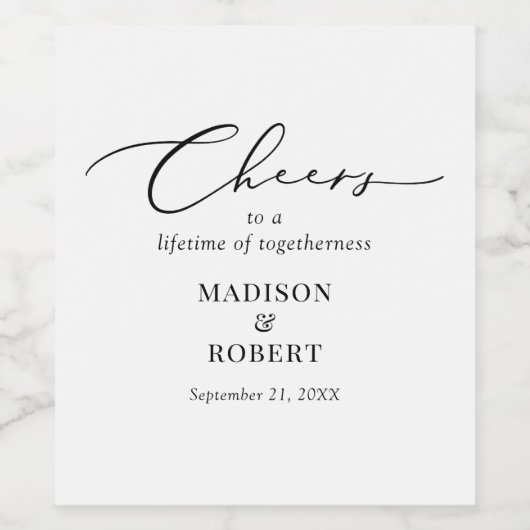 Elegante chique zwart wit minimalistische drank wijn etiket (Enkel label)