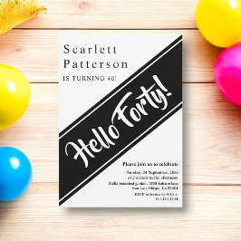Elegante chique zwart-wit moderne 40e verjaardag kaart
