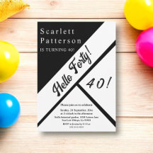 Elegante chique zwart-wit moderne 40e verjaardag