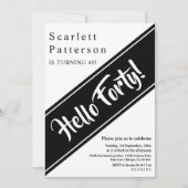 Elegante chique zwart-wit moderne 40e verjaardag kaart (Voorkant)