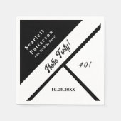 Elegante chique zwart-wit moderne 40e verjaardag servet (Voorkant)