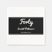 Elegante chique zwart-wit moderne 40e verjaardag servet (Voorkant)