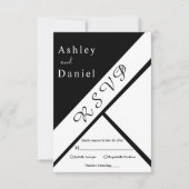 Elegante chique zwart-wit moderne Fancy bruiloft RSVP Kaartje (Voorkant)