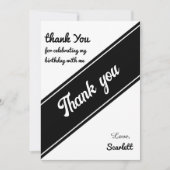 Elegante chique zwart-wit moderne verjaardag bedankkaart (Voorkant)