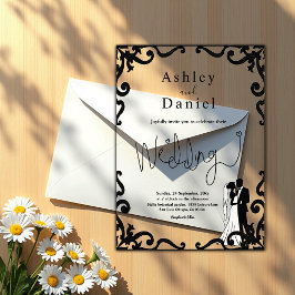 Elegante chique zwart-wit paar Lijst bruiloft Acryl Uitnodigingen