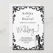 Elegante chique zwart-wit paar Lijst bruiloft Kaart (Voorkant)