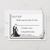Elegante chique zwart-wit romantische bruiloft RSVP kaartje (Voorkant)