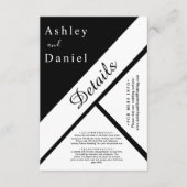 Elegante chique zwart-wit stijlvolle moderne bruil informatiekaartje (Voorkant)