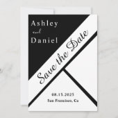 Elegante chique zwart-wit stijlvolle moderne bruil save the date (Voorkant)