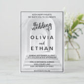 Elegante chique zwart-witte rand foto bruiloft kaart (Staand voorkant)