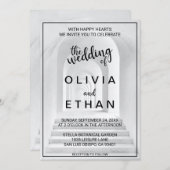 Elegante chique zwart-witte rand foto bruiloft kaart (Voorkant / Achterkant)