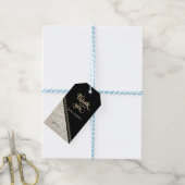 Elegante chique zwarte damast bedankkaart cadeaulabel (Met Touw)