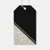 Elegante chique zwarte damast bedankkaart cadeaulabel (Achterkant)