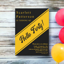 Elegante chique zwarte en gouden luxe 40e verjaard kaart