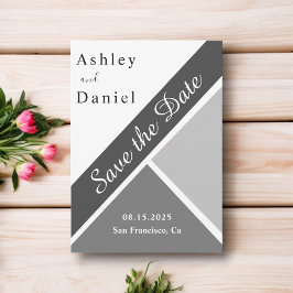 Elegante Chique Zwarte En Witte Grijze Moderne Tro Save The Date