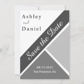 Elegante Chique Zwarte En Witte Grijze Moderne Tro Save The Date (Voorkant)