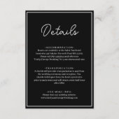 Elegante Chique Zwarte En Witte Minimalistische Tr Informatiekaartje (Voorkant)