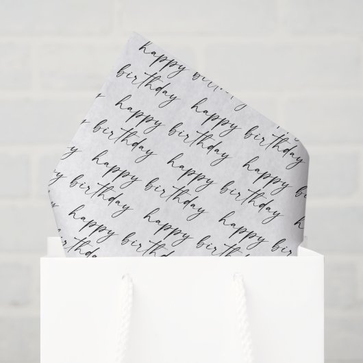 Elegante Chique Zwarte en Witte Script Gelukkig Ve Tissuepapier (Cadeauzakje)