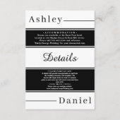 Elegante chique zwarte en witte strepen Fancy brui Informatiekaartje (Voorkant)