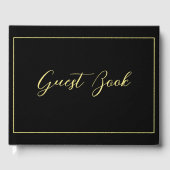 Elegante Chique Zwarte & Gele Typografie Trouwdag Gastenboek (Voorkant)