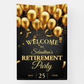 Elegante chique zwarte gouden ballonnen pensioenfe spandoek (Verticaal)