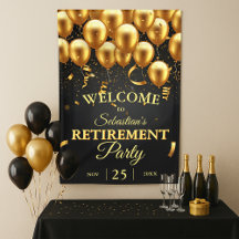 Elegante chique zwarte gouden ballonnen pensioenfe