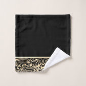 Elegante Chique Zwarte Gouden Krullen Bad Handdoek (Wasdoekje)