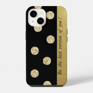 Elegante chique zwarte gouden stippen - Motiverend iPhone 14 Hoesje