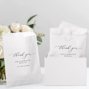 Elegante Chique Zwarte & Witte Trouwdag Bedankzakje