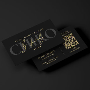 Elegante Chiropractor Zwarte Nepgoud Handtekening Visitekaartje