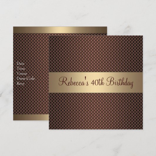 Elegante Chocolade 40e Verjaardagsfeestje Kaart (Voorkant / Achterkant)