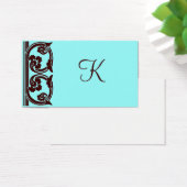 Elegante Chocolade Bruin Monogram Blauwgroen Kaart (Bureau)