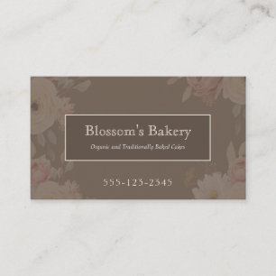 Elegante Chocolade Bruine Bloemige Bakkerij Visitekaartje