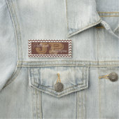 Elegante Chocolade Bruine Chevron Unieke Monogramm Naamplaatje (In situ)