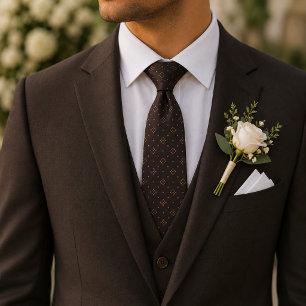 Elegante Chocolade Bruine Koperen Geometrische Mic Stropdas