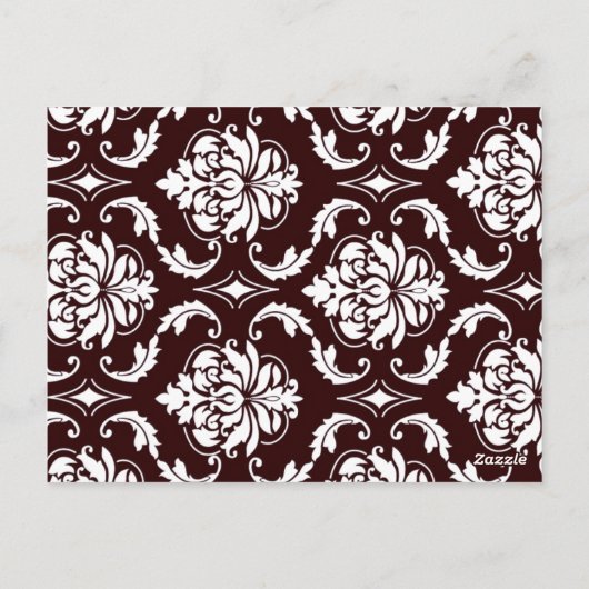 Elegante Chocolade Damask Trouwtafel Nummer Kaart (Achterkant)