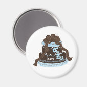 Elegante chocolade en blauwe cake magneet (Voorkant / Achterkant)