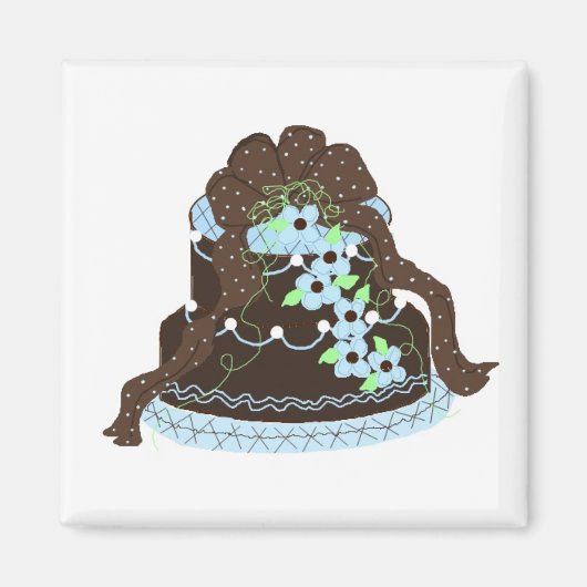 Elegante chocolade en blauwe cake magneet (Voorkant)