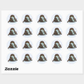 Elegante chocolade en blauwe cake ronde sticker (Vel)