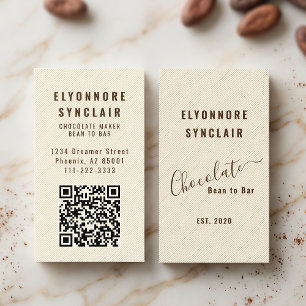 Elegante chocolade geprinte textuur uitziende QR-c Visitekaartje