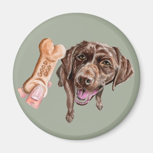 Elegante Chocolade Lab Hond Waterverf Schilderen Magneet (Voorkant)