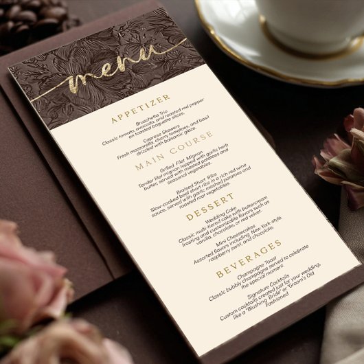 Elegante Chocolade Mocha bruiloft Menu