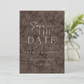 Elegante Chocolade Mocha bruiloft Save The Date (Staand voorkant)